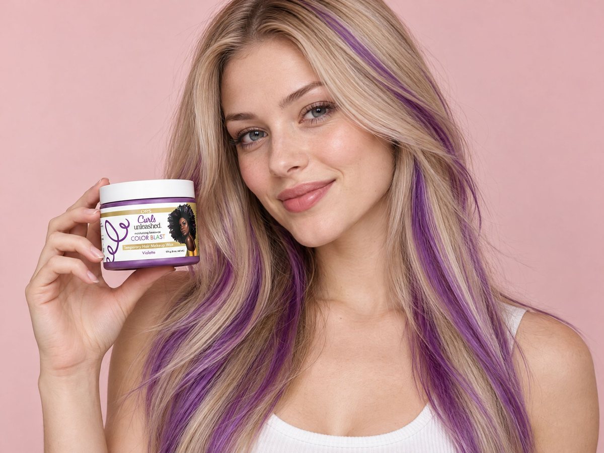 Smývatelná barva na vlasy ORS Color Blast Violette, fialové prameny na světlých vlasech