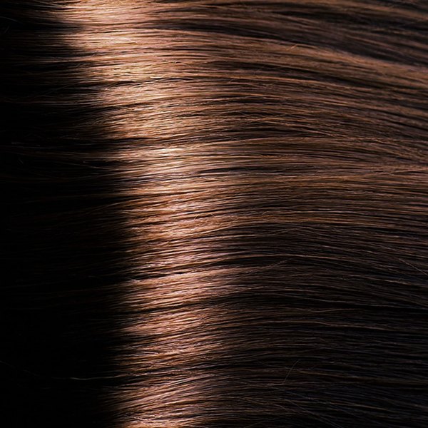 Vzorek odstínu henny Voono Dark Brown na prameni vlasů