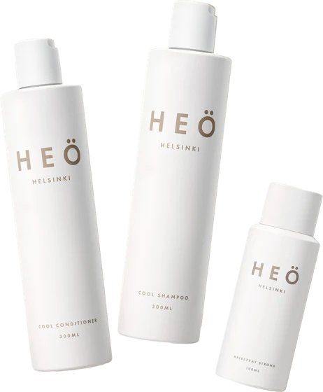 HEÖ Helsinki Gift Set Cool, stříbrný šampon a kondicionér s dárkem Hairspray Strong mini