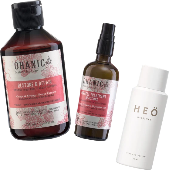 Ohanic Gift Set Repair Miracle, šampon a bezoplachový sprej s dárkem HEÖ mini