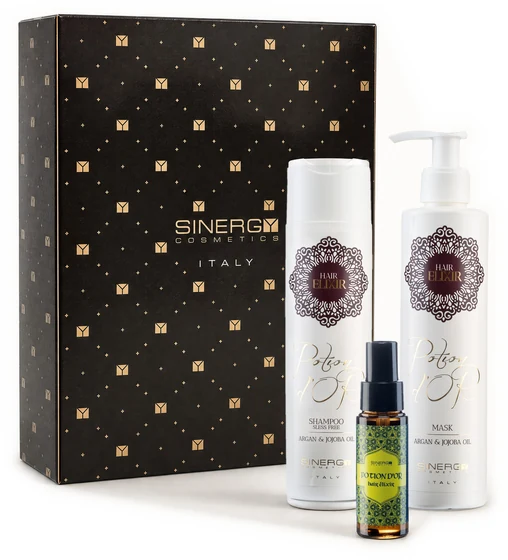 Sinergy Potion d'Or, šampon, maska a elixír v dárkové krabičce