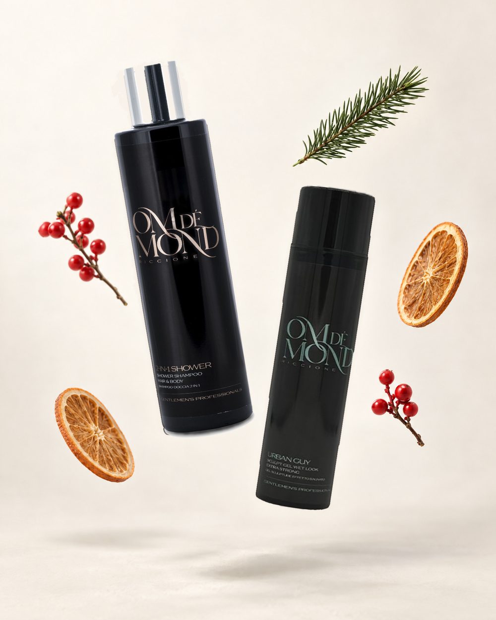 Sinergy For Men šampon a sprchový gel a gel Urban Guy ve vánoční scéně