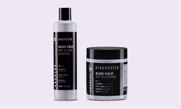 Šampon a maska Absoluk Black Violet proti žlutým tónům