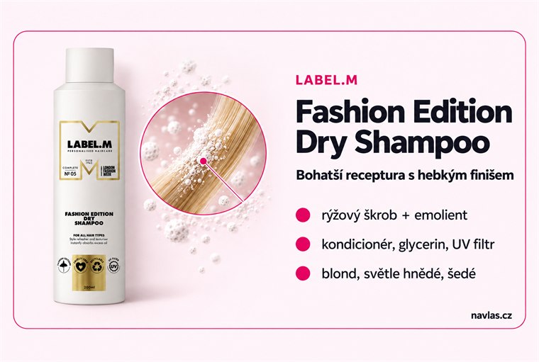 Label.M Fashion Edition Dry Shampoo v kostce: rýžový škrob, emolient, kondicionér
