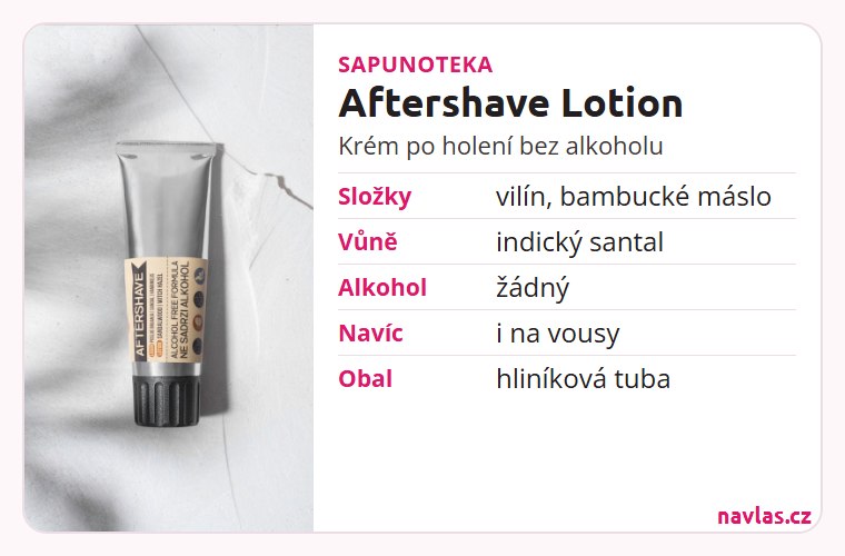 Sapunoteka Aftershave Lotion v kostce: 75 ml, vilín, santal, bez alkoholu